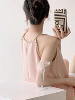 Load image into Gallery viewer, Braid Edge Satin Camisole Top in Black