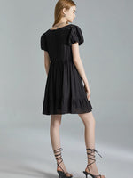 Load image into Gallery viewer, 2-Way Off Shoulder Flare Dress in Black