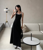 Load image into Gallery viewer, Contrast Cross Back Maxi Dress in Black