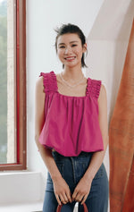 Load image into Gallery viewer, Gathered Strap Bubble Top in Pink