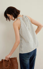 Load image into Gallery viewer, Striped Halter Top in White