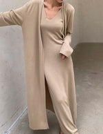 Load image into Gallery viewer, Knitted Maxi Sleeveless Dress in Kahki