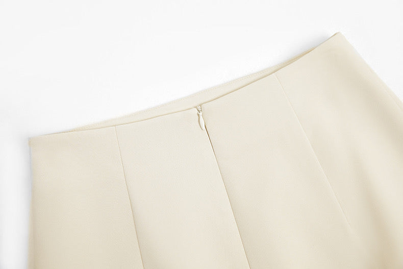 High Waist Split Hem Tailored Trousers in Cream