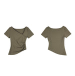 Load image into Gallery viewer, Asymmetric Cut Tee in Khaki