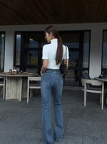 Load image into Gallery viewer, High Rise Flare Leg Stretch Jeans in Blue