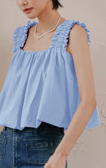 Load image into Gallery viewer, Gathered Strap Bubble Top in Blue