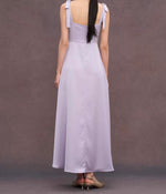 Load image into Gallery viewer, Long Bow Pocket Maxi Gown in Purple