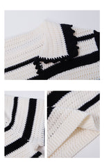 Load image into Gallery viewer, Striped Knit Polo Top in White/Black
