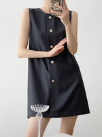 Load image into Gallery viewer, Daisy Button Shift Dress in Grey