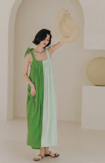 Load image into Gallery viewer, Duo Tie Strap Maxi Dress in Green
