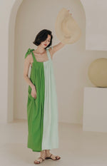 Load image into Gallery viewer, Duo Tie Strap Maxi Dress in Green