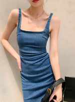 Load image into Gallery viewer, Denim Tank Sheath Dress in Blue