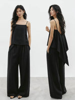 Load image into Gallery viewer, Tencel Asymmetric Cami // Pants Set in Black