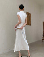 Load image into Gallery viewer, Chinoiserie Ribbon Tie Cheongsam in Cream