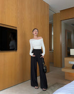 Load image into Gallery viewer, Slit Pocket Wide Leg Tailored Trousers in Black