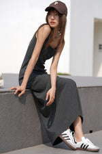 Load image into Gallery viewer, Button Tank Maxi Dress in Grey