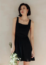 Load image into Gallery viewer, Tie Back Mid Flare Dress in Black