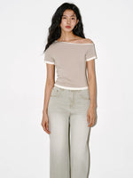 Load image into Gallery viewer, Contrast Toga Tee in Beige