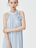 Load image into Gallery viewer, Rose Detail Tent Maxi Dress in Blue