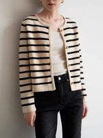Load image into Gallery viewer, Wool Blend Striped Cardigan in Cream