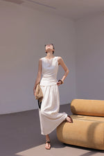 Load image into Gallery viewer, Cotton Blend Tie Top // Maxi Skirt in Cream