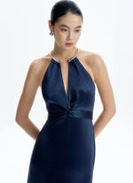 Load image into Gallery viewer, Twist Detail Gown in Navy