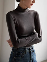 Load image into Gallery viewer, Side Line Turtleneck Top in Grey
