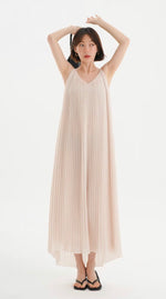 Load image into Gallery viewer, Pleated V Cami Maxi Dress in Cream