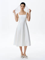 Load image into Gallery viewer, Classic A-Line Pocket Dress in White
