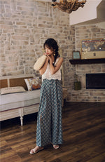 Load image into Gallery viewer, Printed Slit Tie Trousers in Green