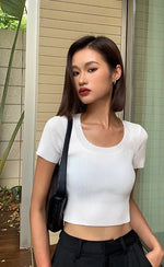 Load image into Gallery viewer, Tencel Blend Ribbed Cropped Tee in Black