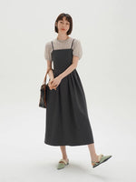 Load image into Gallery viewer, 2-piece Puff Sleeve Cami Dress in Grey