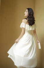 Load image into Gallery viewer, Tencel Blend 2-Way Ruffle Dress in Cream