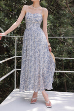 Load image into Gallery viewer, Floral Bustier Cami Dress in White/Blue
