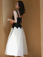 Load image into Gallery viewer, Duo Drop Waist Sleeveless Dress in White/Black