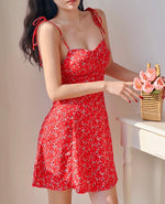 Load image into Gallery viewer, Carmine Tie Strap Mini Dress in Red