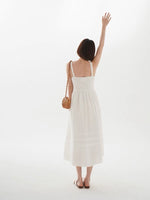 Load image into Gallery viewer, Pleated Cami Summer Dress in White