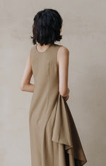 Load image into Gallery viewer, Asymmetric Layered Dress in Khaki