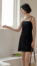 Load image into Gallery viewer, Asymmetric Cami Mini Dress in Black