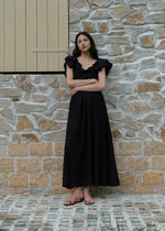 Load image into Gallery viewer, Textured Tier Sleeve Maxi Dress in Black
