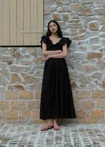 Load image into Gallery viewer, Textured Tier Sleeve Maxi Dress in Black