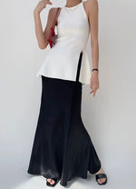 Load image into Gallery viewer, Light Knit Peplum Slit Top in White