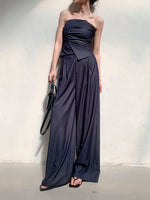 Load image into Gallery viewer, Bustier Top + Pants Set in Navy