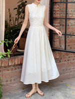 Load image into Gallery viewer, A-Line Flare Cheongsam Dress in Cream