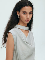 Load image into Gallery viewer, Multi-Way Crepe Drape Tie Top in Sage