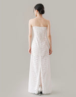 Load image into Gallery viewer, Floral Lace Bustier Maxi Dress in White