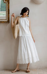 Load image into Gallery viewer, Eyelet Floral Top in White