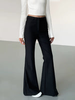 Load image into Gallery viewer, Trumpet Flare Stretch Trousers in Black
