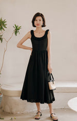 Load image into Gallery viewer, Scallop Lace Edge Sleeveless Dress in Black