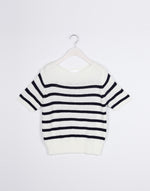Load image into Gallery viewer, Korean Light Knit Striped Top in White/Black